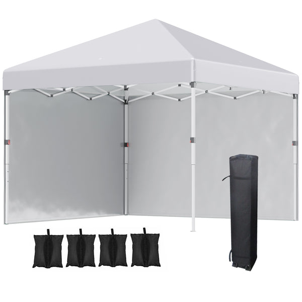3 x 3 (M) Pop Up Gazebo, UPF 30+ with 2 Sidewalls, Leg Weight Bags and Wheeled Bag, Height Adjustable Party Tent Event Shelter for Garden, Patio, White