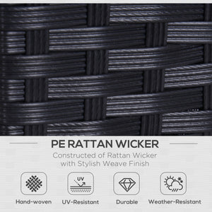 Rattan Sofa, 2 Seater Garden Furniture with Soft Padded Cushion and Armrests, Wicker Garden Loveseat for Patio, Black