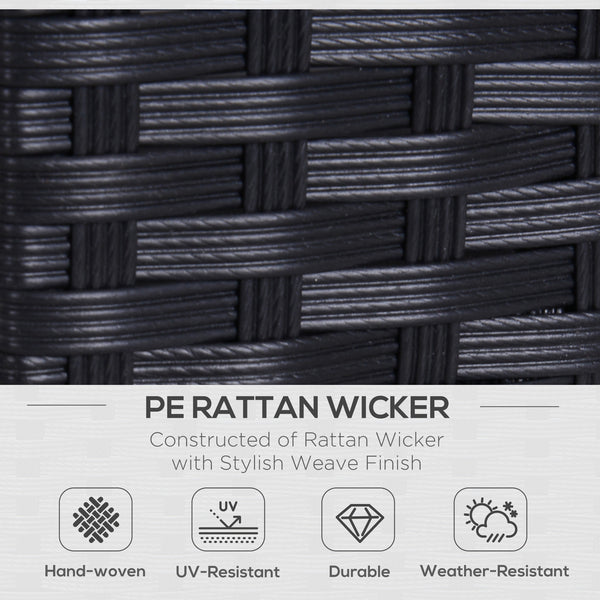 Rattan Sofa, 2 Seater Garden Furniture with Soft Padded Cushion and Armrests, Wicker Garden Loveseat for Patio, Black