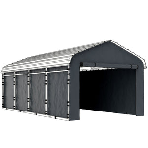 Carport Replacement Sidewall Panels Set of 4 for 10' x 15' Carports, UPF50+ Waterproof PE Tarp Replacement Side Wall Cover with Zipper Door, Top Cover and Frame Not Included, Dark Gray