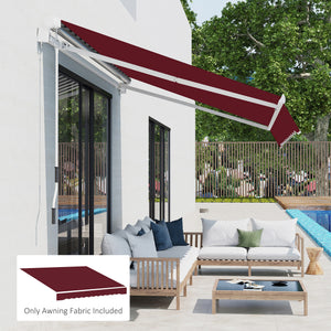 9' x 8' Retractable Awning Fabric Replacement Outdoor Sunshade Canopy Awning Cover, UV Protection, Wine Red