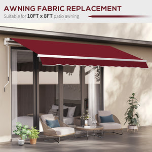 9' x 8' Retractable Awning Fabric Replacement Outdoor Sunshade Canopy Awning Cover, UV Protection, Wine Red