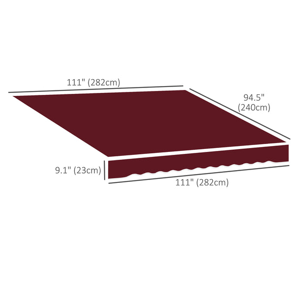 9' x 8' Retractable Awning Fabric Replacement Outdoor Sunshade Canopy Awning Cover, UV Protection, Wine Red