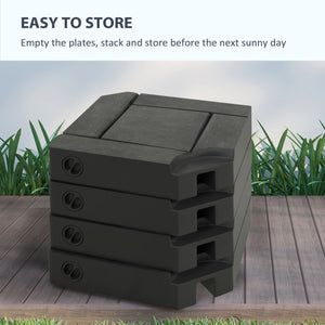 4PCs Cantilever Umbrella Base Weights for Offset Parasol, HDPE Water or Sand Filled Patio Umbrella Weights for Cross Base Stand with Built-in Handles, Black
