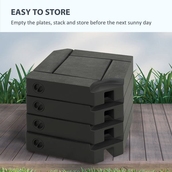 4PCs Cantilever Umbrella Base Weights for Offset Parasol, HDPE Water or Sand Filled Patio Umbrella Weights for Cross Base Stand with Built-in Handles, Black