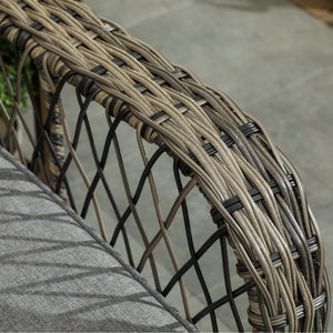 3 Pieces Wicker Patio Furniture Set, Rattan Bistro Set with Swivel Glider Chairs, Cushions, Bistro Table Set Outdoor Patio Conversation Set for Porch Balcony, Grey