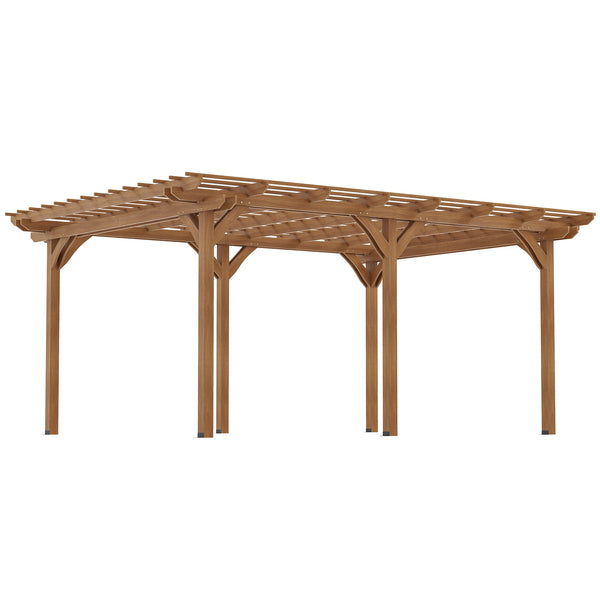 12' x 16' Outdoor Pergola, Wood Gazebo Grape Trellis with Stable Structure for Climbing Plant Support, Garden, Patio, Backyard, Deck, Brown