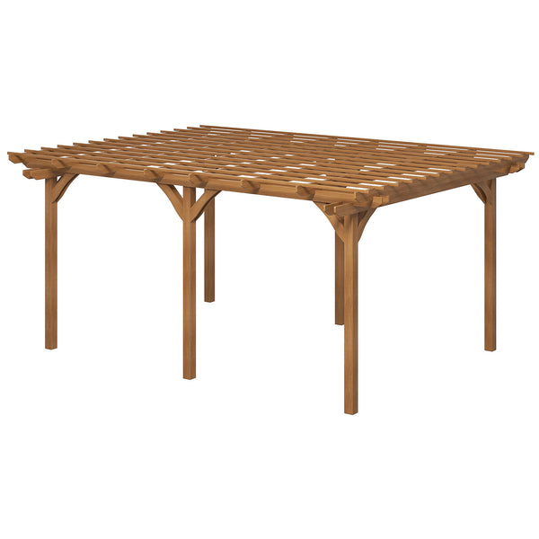 12' x 16' Outdoor Pergola, Wood Gazebo Grape Trellis with Stable Structure for Climbing Plant Support, Garden, Patio, Backyard, Deck, Brown