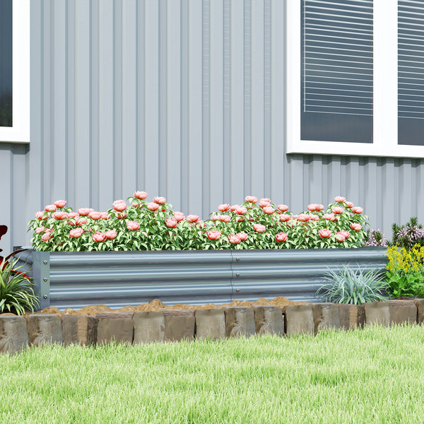 Galvanized Raised Garden Bed, 6 x 3 x 1 FT Rectangular Planter Box, Reinforced Outdoor Raised Bed with Open Bottom for Vegetables, Flowers, Herbs, Silver