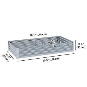 Galvanized Raised Garden Bed, 6 x 3 x 1 FT Rectangular Planter Box, Reinforced Outdoor Raised Bed with Open Bottom for Vegetables, Flowers, Herbs, Silver