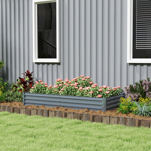 Galvanized Raised Garden Bed, 6 x 3 x 1 FT Rectangular Planter Box, Reinforced Outdoor Raised Bed with Open Bottom for Vegetables, Flowers, Herbs, Silver