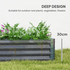 Galvanized Raised Garden Bed, 6 x 3 x 1 FT Rectangular Planter Box, Reinforced Outdoor Raised Bed with Open Bottom for Vegetables, Flowers, Herbs, Silver