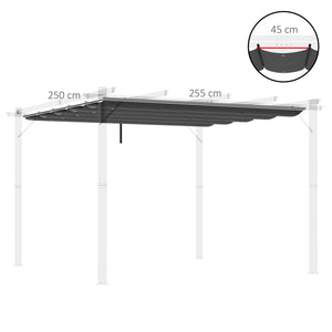 Retractable Pergola Shade Cover, Replacement Canopy Fabric for 3 x 3 (m) Pergola, Gazebo Retractable Roof, Dark Grey