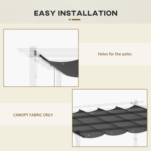Retractable Replacement Pergola Canopy for 10' x 10' Pergola, Pergola Cover Replacement, Dark Grey