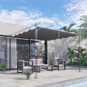 Retractable Replacement Pergola Canopy for 10' x 10' Pergola, Pergola Cover Replacement, Dark Grey