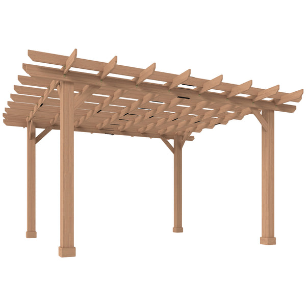 3.6 x 3.6m Graden Pergola Kit, Wooden Pergola Gazebo Grape Trellis with Stable Structure for Climbing Vines Flowers, Dark Brown