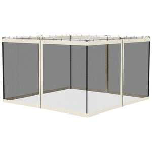 Replacement Mosquito Netting for Gazebo 10' x 12' Black Screen Walls for Canopy with Zippers for Parties and Outdoor Activities, White