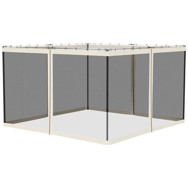 Replacement Mosquito Netting for Gazebo 10' x 12' Black Screen Walls for Canopy with Zippers for Parties and Outdoor Activities, White