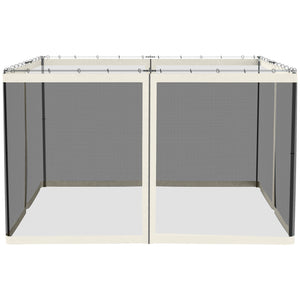 Replacement Mosquito Netting for Gazebo 10' x 12' Black Screen Walls for Canopy with Zippers for Parties and Outdoor Activities, White