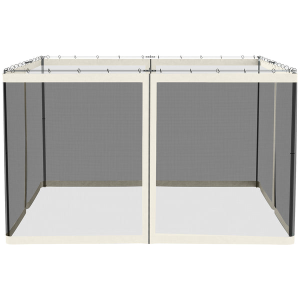 Replacement Mosquito Netting for Gazebo 10' x 12' Black Screen Walls for Canopy with Zippers for Parties and Outdoor Activities, White