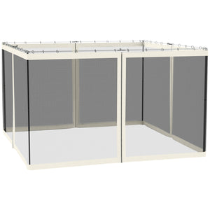 Replacement Mosquito Netting for Gazebo 10' x 12' Black Screen Walls for Canopy with Zippers for Parties and Outdoor Activities, White