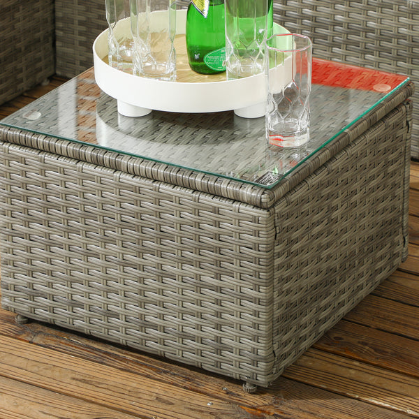 3-Piece Patio Furniture Set Modern Sectional Sofa Rattan Chair Wicker Conversation Set Outdoor Hand Woven Rattan Wicker Furniture Patio Coffee Table Sofa Set, Red