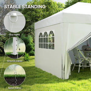 10' x 20' Pop Up Canopy with 6 Walls, Outdoor Easy Up Canopy Party Tent with Steel Frame, Drainage Holes, Instant Garden Shade Shelter with Carrying Bag, White