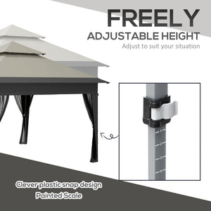 3 x 3(m) Pop Up Gazebo with Mosquito Netting, 1 Person Easy up Marquee Party Tent with 1-Button Push, Double Roof, Carry Bag, Sandbags, Height Adjustable Instant Shelter, Grey