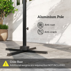 8 FT Cantilever Patio Umbrella, UPF50+ Outdoor Square Aluminium Offset Umbrella with 360° Rotation, Cross Base, Crank and Tilt for Garden, Patio, Deck and Pool, Dark Grey