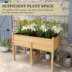 Wooden Raised Garden Bed with Drain Holes, Bed Liner for Vegetables, Flowers, Herbs, Outdoor Elevated Planter Box with Legs for Backyard Patio, 45.3"x21.7"x31.5", Natural