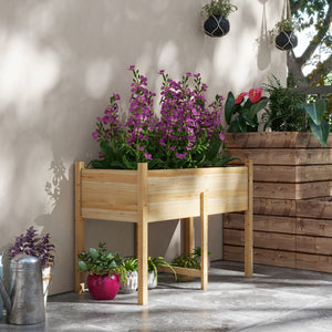 Wooden Raised Garden Bed with Drain Holes, Bed Liner for Vegetables, Flowers, Herbs, Outdoor Elevated Planter Box with Legs for Backyard Patio, 45.3"x21.7"x31.5", Natural