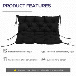 Porch Swing Cushion Garden Bench Cushion with Backrest, Non-Slip 2-Seater Thick Pad, Swing Chair Mat Replacement for Indoor and Outdoor, 39.4" x 38.6", Black