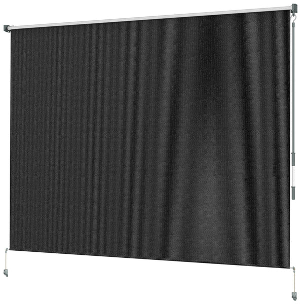 8'W x 6'H Roller Shades, Outdoor Blinds Cordless Roll Up Shade for Porch Balcony Gazebo, Black