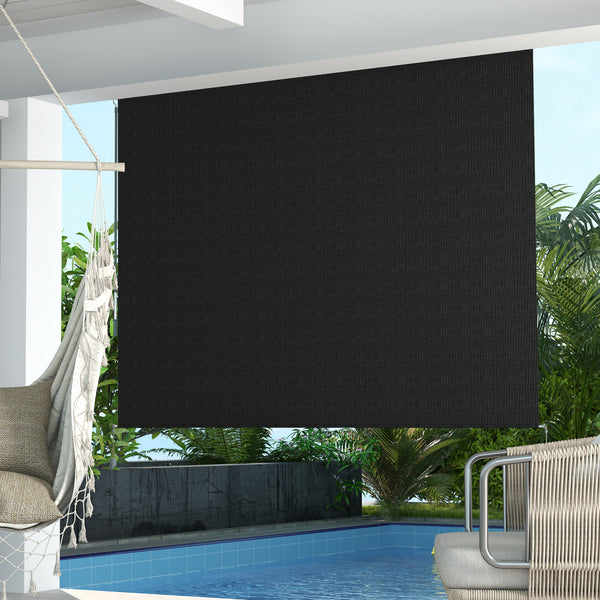 8'W x 6'H Roller Shades, Outdoor Blinds Cordless Roll Up Shade for Porch Balcony Gazebo, Black