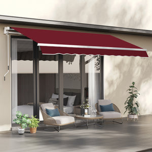 11' x 10' Retractable Awning Fabric Replacement Outdoor Sunshade Canopy Awning Cover, UV Protection, Wine Red