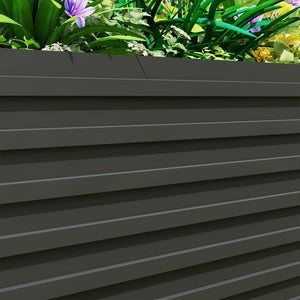 Galvanized Raised Garden Bed, 8' x 4' x 2' Large Outdoor Metal Planter Box, Standing Raised Bed for Growing Flowers, Herbs and Vegetables, Dark Grey