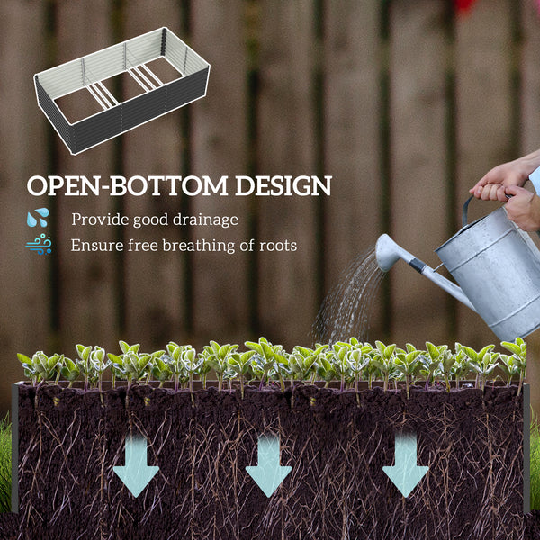 Galvanized Raised Garden Bed, 8' x 4' x 2' Large Outdoor Metal Planter Box, Standing Raised Bed for Growing Flowers, Herbs and Vegetables, Dark Grey