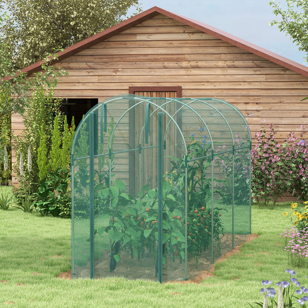 4' x 12' Crop Cage, Plant Protection Tent with Zippered Door and Galvanized Steel Frame, Fruit Cage Netting Cover for Garden, Yard, Lawn, Green