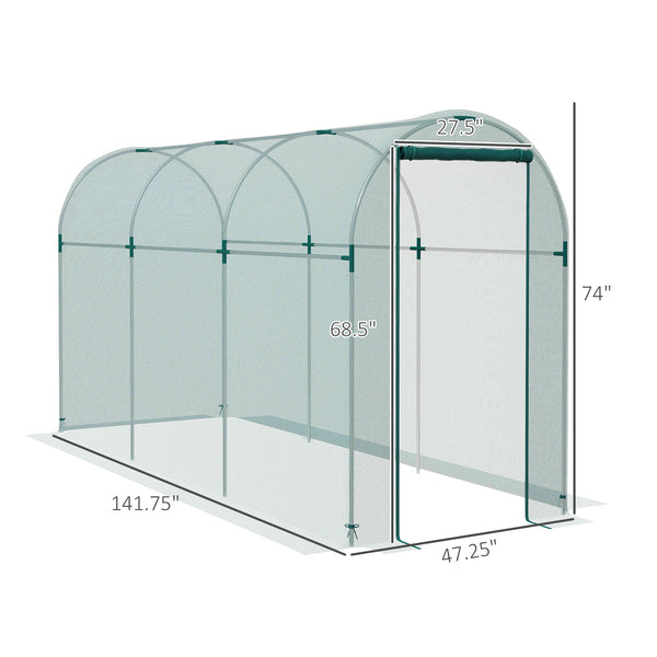 4' x 12' Crop Cage, Plant Protection Tent with Zippered Door and Galvanized Steel Frame, Fruit Cage Netting Cover for Garden, Yard, Lawn, Green