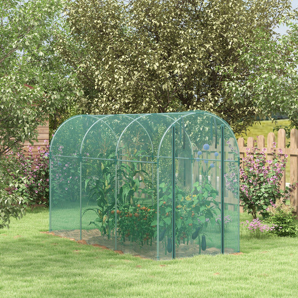 4' x 12' Crop Cage, Plant Protection Tent with Zippered Door and Galvanized Steel Frame, Fruit Cage Netting Cover for Garden, Yard, Lawn, Green