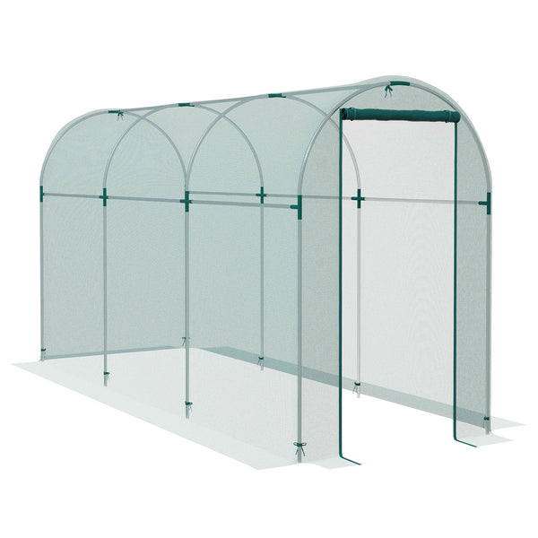 4' x 12' Crop Cage, Plant Protection Tent with Zippered Door and Galvanized Steel Frame, Fruit Cage Netting Cover for Garden, Yard, Lawn, Green