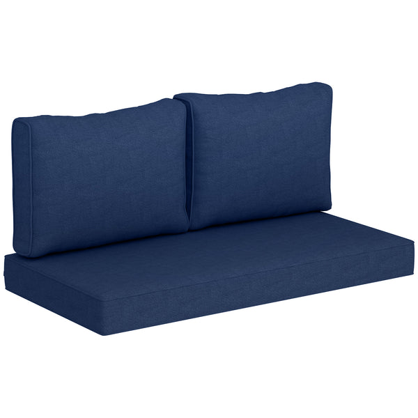 2 Seater Outdoor Seat Cushions with Backrest, Loveseat Double Sofa Outdoor Furniture Cushions, Fade-Resistant Replacement Patio Cushions for Indoor and Outdoor, Navy Blue