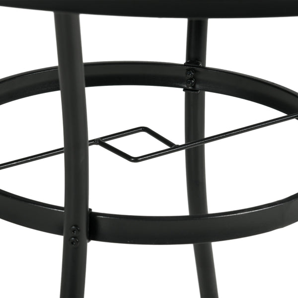 42" Round Outdoor Dining Table for 4 Persons, Metal Patio Dining Table with Umbrella Hole and Steel Frame for Backyard, Lawn, Balcony, Pool, Black