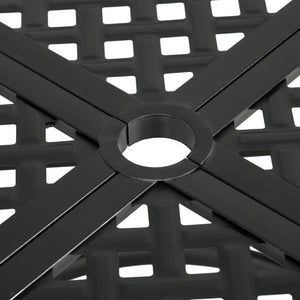42" Round Outdoor Dining Table for 4 Persons, Metal Patio Dining Table with Umbrella Hole and Steel Frame for Backyard, Lawn, Balcony, Pool, Black