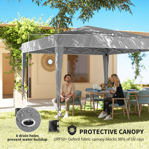 10 x 10 ft Pop Up Canopy Tent with Sidewalls, UPF50+ Outdoor Portable Instant Canopy Shelter with Carry Bag, Sandbags, Adjustable Height for  Parties, Events, Camping, Light Gray