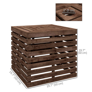 2-in-1 Outdoor Storage Box for Umbrella Base, Patio Side Table, Wooden Patio Umbrella Stand Table with Umbrella Hole, Brown