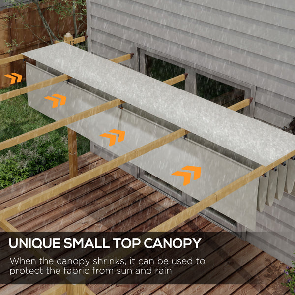 Outsunny 10' x 13' Retractable Pergola Canopy, Wood Grain Aluminum Pergola, Outdoor Sun Shade Shelter for Grill, Garden, Patio, Backyard, Deck, Cream White
