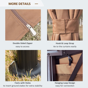 10' x 10' Outdoor Patio Gazebo Double Soft-top Garden Shelter Tent with Beautiful Polyester Curtains, & Mesh Screen Drapes, Brown