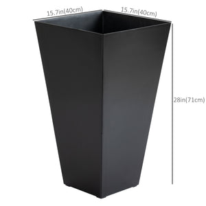 28" Tall Planters for Outdoor Plants with Drainage Hole, Set of 3 Taper Indoor Outdoor Planters, Large Plastic Garden Flower Pots for Porch, Patio, Yard, Black