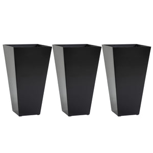 28" Tall Planters for Outdoor Plants with Drainage Hole, Set of 3 Taper Indoor Outdoor Planters, Large Plastic Garden Flower Pots for Porch, Patio, Yard, Black